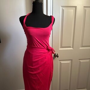 French Connection Bright Pink Midi Dress